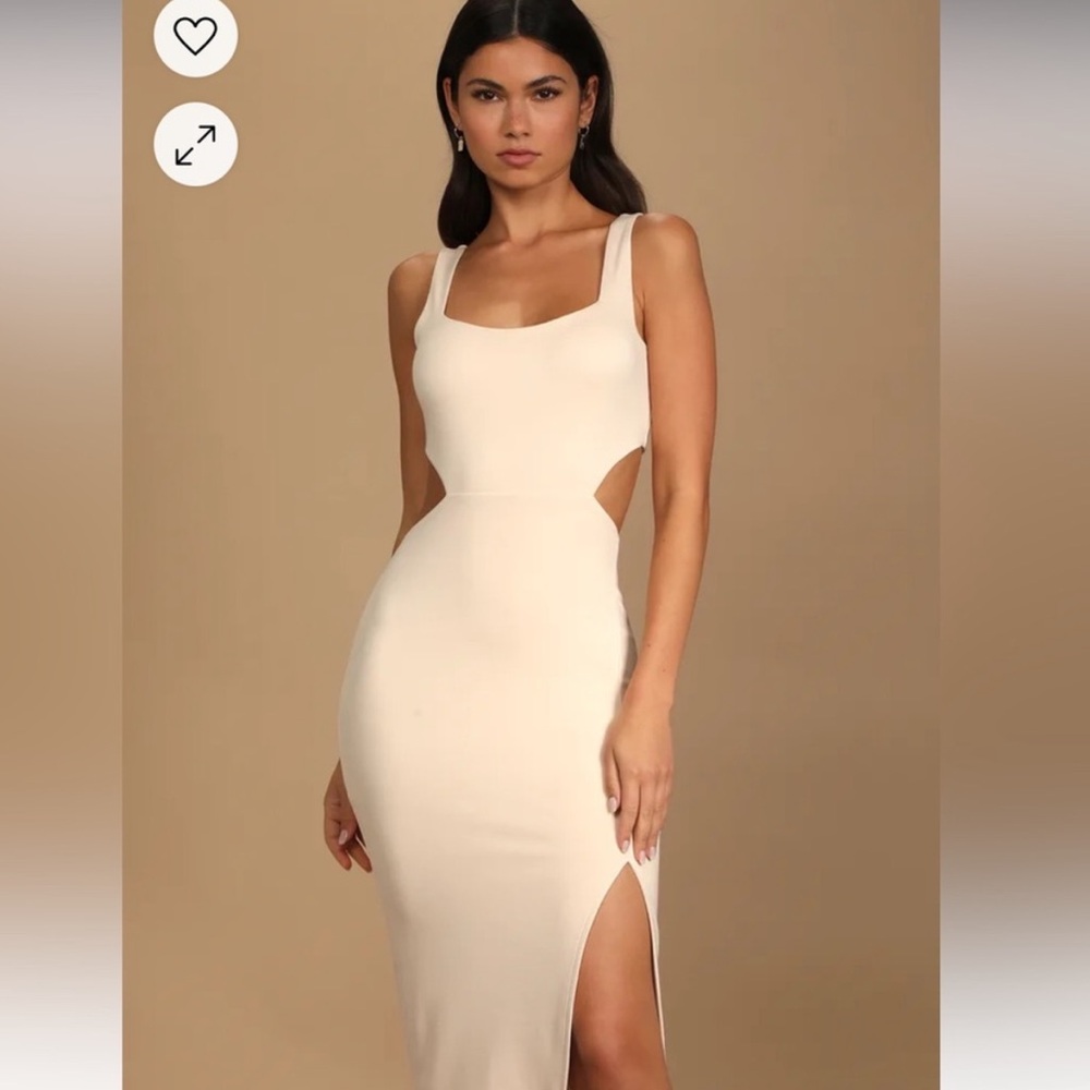 Lulus Cream Cutout Bodycon Midi Dress
